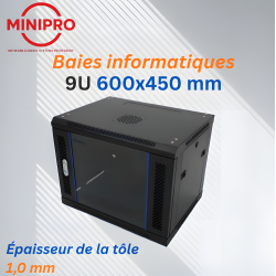 Baie Murale Réseau 9U – 600×450mm (Armoire Serveur)