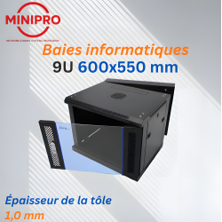 Baie Murale Réseau 9U – 600×550mm (Armoire Serveur)