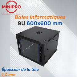 Baie Murale Réseau 9U – 600×600mm (Armoire Serveur)