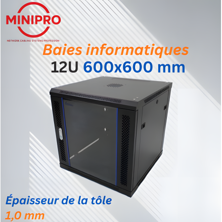 Baie Murale Réseau 12U – 600×600mm (Armoire Serveur)