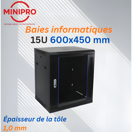 Baie Murale Réseau 15U – 600×450mm (Armoire Serveur)