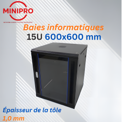 Baie Murale Réseau 15U – 600×600mm (Armoire Serveur)