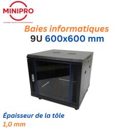 Baie sur Pied Réseau 9U – 600×600mm (Armoire Serveur)