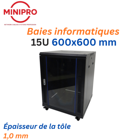 Baie sur Pied Réseau 15U – 600×600mm (Armoire Serveur)