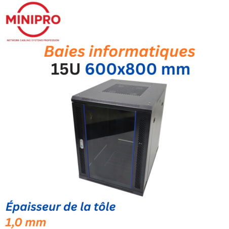 Baie sur Pied Réseau 15U – 600×800mm (Armoire Serveur)