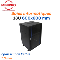 Baie sur Pied Réseau 18U – 600×600mm (Armoire Serveur)