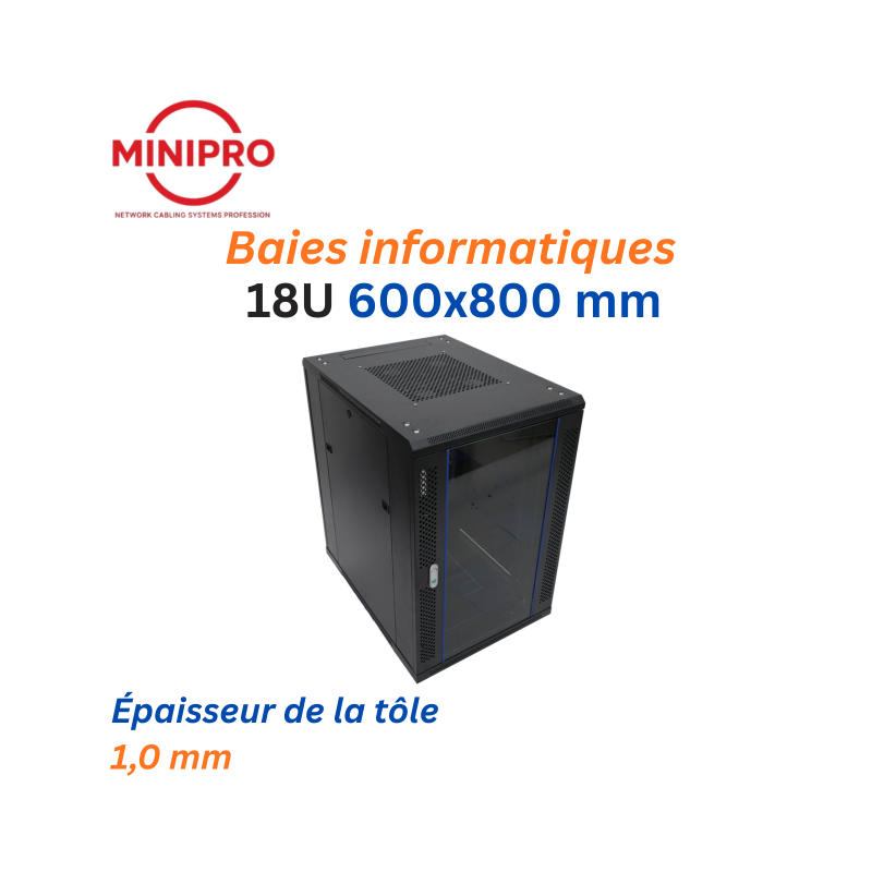 Baie sur Pied Réseau 18U – 600×1000mm (Armoire Serveur)
