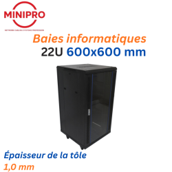 Baie sur Pied Réseau 22U – 600×600mm (Armoire Serveur)