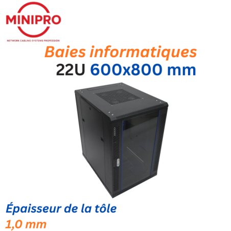 Baie sur Pied Réseau 22U – 600×800mm (Armoire Serveur)