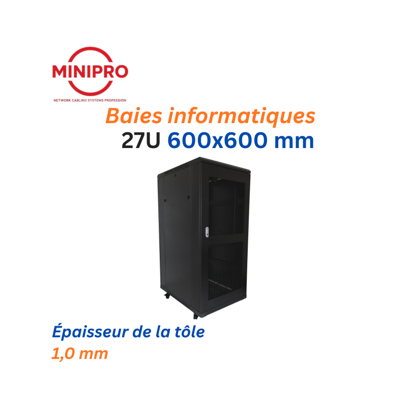 Baie sur Pied Réseau 27U – 600×600mm (Armoire Serveur)