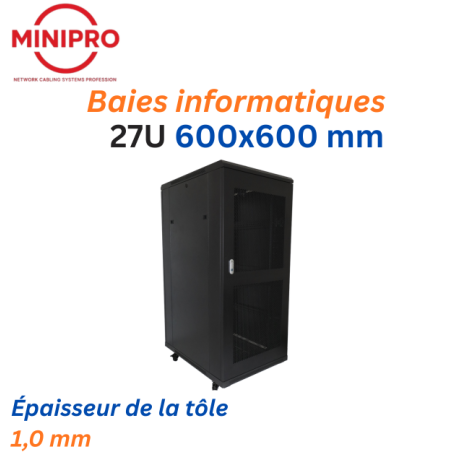 Baie sur Pied Réseau 27U – 600×600mm (Armoire Serveur)