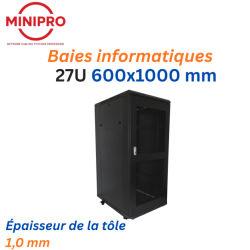Baie sur Pied Réseau 27U – 600×1000mm (Armoire Serveur)