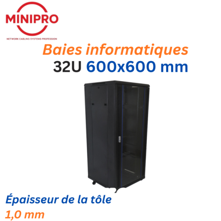 Baie sur Pied Réseau 32U – 600×600mm (Armoire Serveur)