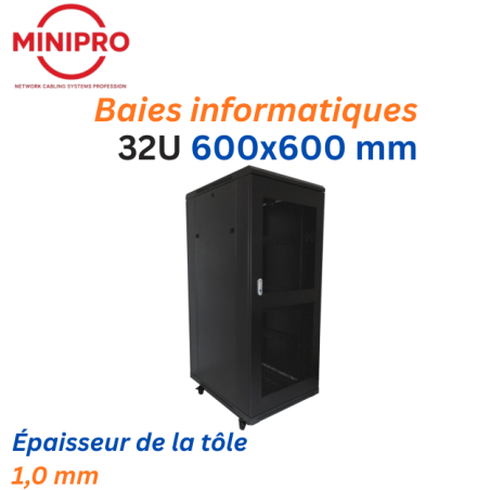 Baie sur Pied Réseau 32U – 600×800mm (Armoire Serveur)