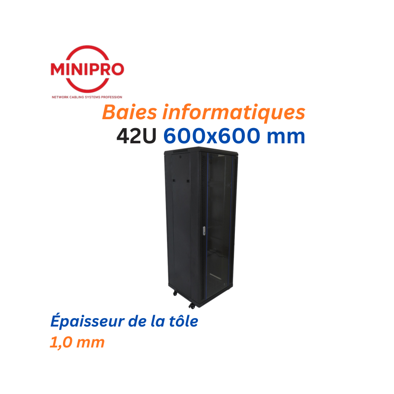 Baie sur Pied Réseau 42U – 600×600mm (Armoire Serveur)