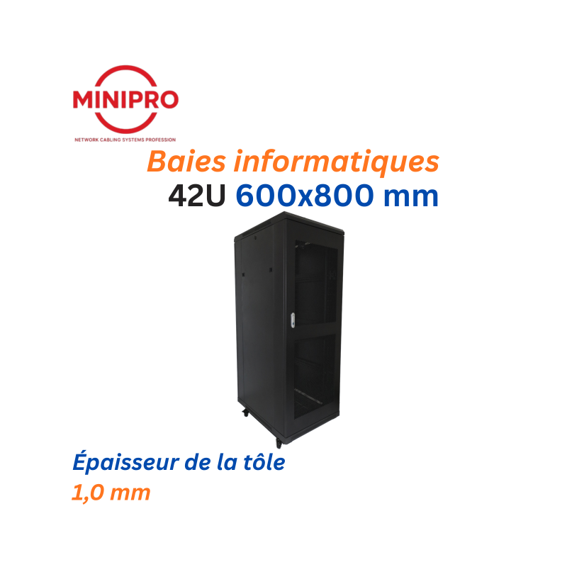Baie sur Pied Réseau 42U – 600×800mm (Armoire Serveur)