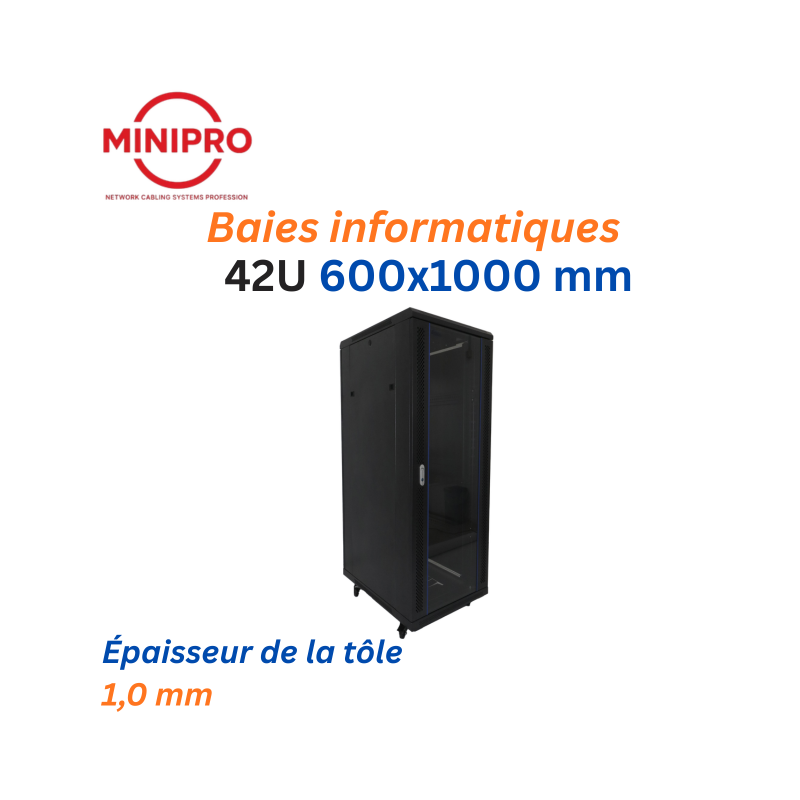 Baie sur Pied Réseau 42U – 600×1000mm (Armoire Serveur)