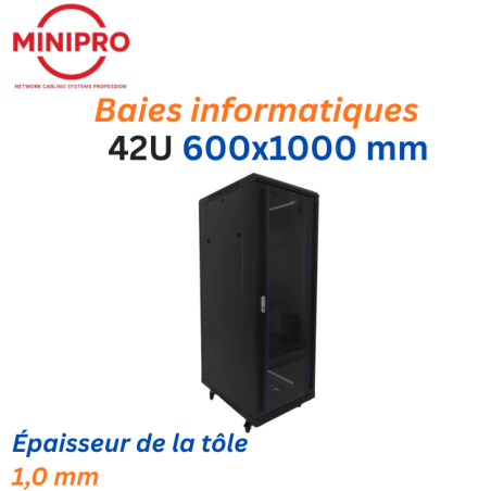 Baie sur Pied Réseau 42U – 600×1000mm (Armoire Serveur)
